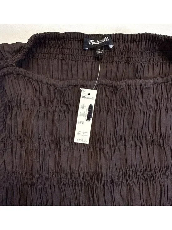 Madewell Keeran Sleeveless Dress~Size S~Molasses Brown Smocked Midi DAMAGE L7 27 - Picture 10 of 11